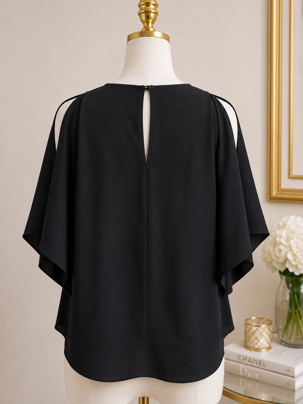 BOSS Hugo Boss Black Split Sleeve Blouse Size US 4 - Picture 4 of 11